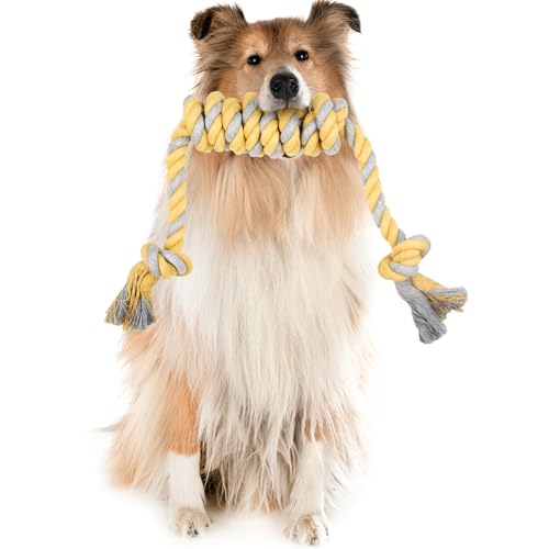 Wulitaotao Hundespielzeug Seil Hundekauspielzeug 25,6 Inch 6 Knoten Unzerstörbares Hundeseilspielzeug Das Der Psychischen Gesundheit des Hundes zugute kommt und Zahnreinigung von Wulitaotao