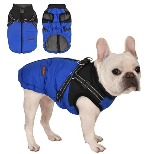 Wunive Hundemantel mit Geschirr, wasserdichter Hundemantel, Winter-Hundemantel, Hundejacke, kleine Hundemantel, wasserdichte Hundemäntel mit Geschirr, integriertes 2-in-1 für kleine, mittelgroße und von Wunive