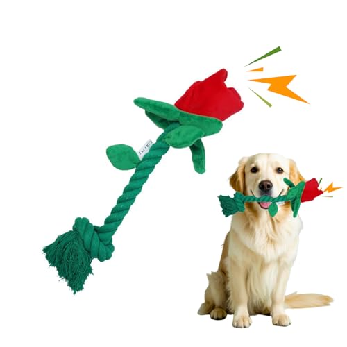 Wunive Quietschendes Hundespielzeug mit Rosenblüten und Knisterpapier, um sie zu beschäftigen, interaktives Kauspielzeug für Welpen, Plüschseil, quietschendes Spielzeug für kleine, mittelgroße und Wunive Quietschendes Hundespielzeug mit Rosenblüten und Knisterpapier, um sie zu beschäftigen, interaktives Kauspielzeug für Welpen, Plüschseil, quietschendes Spielzeug für kleine, mittelgroße und von Wunive