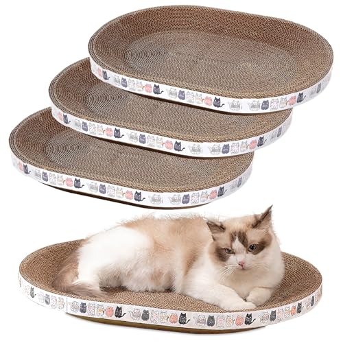 Katzenkratzkissen, 4 Stück, Karton, Katzenkratzkissen, Brett, Bett, Schüssel, Katzenkratzbett, Katzenkratzbett für Katzen, Schleifkralle, Möbelschutz, Innenbereich von Wuqoioo