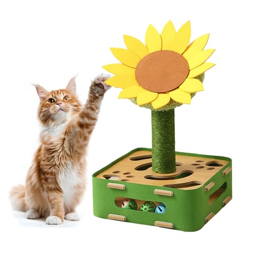 Wusideday Katzenpuzzle Spielzeug | Interaktives Katzenpuzzle Mit Sonnenblumen Design | Kippsichere Basis Spiel | Für Haustiertraining Bewegung Geistiges Spiel Gegen Langeweile von Wusideday