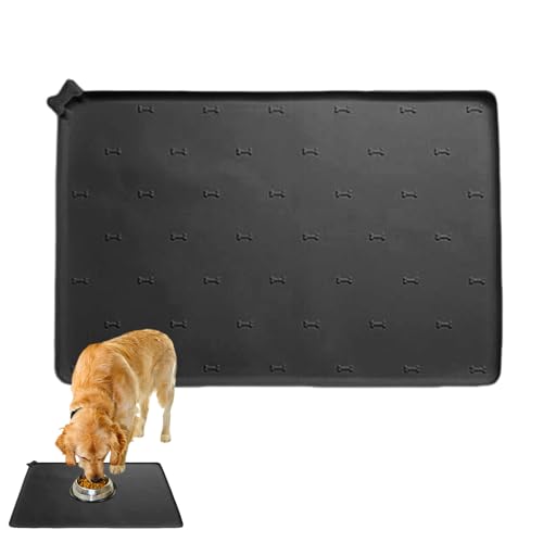Wusideday Pet Bowl Matte, Wasserschüsselmatte - Kätzchen Food Pad,23,6 x 15,7 Zoll Silikon Anti-Rutschmatte für Haustier Fütterung schnell trocknend Anti-Spill Faltbar Küche Innensäule Essblock für von Wusideday