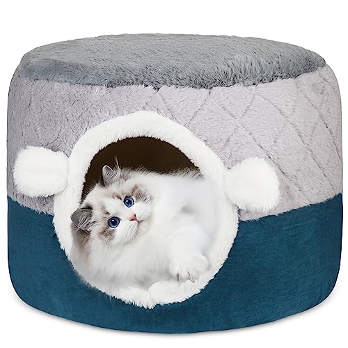 Faltbares Katzenhöhlenbett für Wohnungskatzen, Katzenzelt mit abnehmbarem waschbarem Kissen, tragbares Katzenhaus, Zwei in einem multifunktionalen Katzenbett für kleine Hunde und andere Katzen von Wuudi