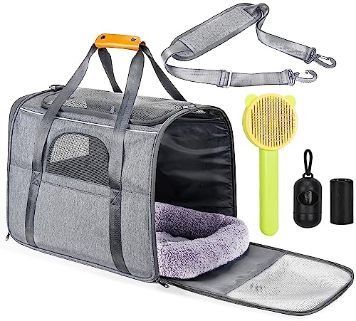 Wuudi Hundetasche katzentasche Transportbox mit Katze-Tragetasche Airline genehmigt für mittlere, kleine Hunde Katzen unter 20 lbs, mit Geschirr Haarentfernungsbürste Wuudi Hundetasche katzentasche Transportbox mit Katze-Tragetasche Airline genehmigt für mittlere, kleine Hunde Katzen unter 20 lbs, mit Geschirr Haarentfernungsbürste von Wuudi