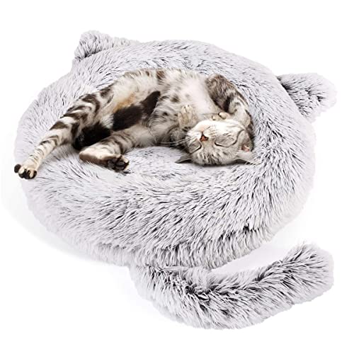 Wuudi Donut Cat Typ Haustierbett Weiches Plüsch Rundes Haustierbett Anti Slip Bottom Auf Mini Medium Dog Cat Bett auftragen von Wuudi