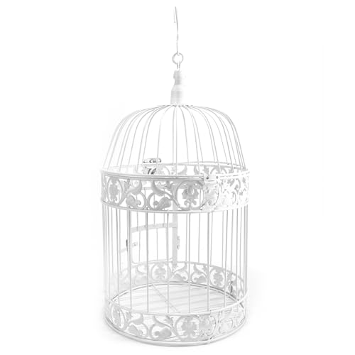 Dekorativer Vogelkäfig aus Eisen, für Hochzeiten, Veranstaltungen, Heimdekoration, zum Aufhängen mit Haken, 25 x 14 cm, Weiß Dekorativer Vogelkäfig aus Eisen, für Hochzeiten, Veranstaltungen, Heimdekoration, zum Aufhängen mit Haken, 25 x 14 cm, Weiß von Wuyangcun