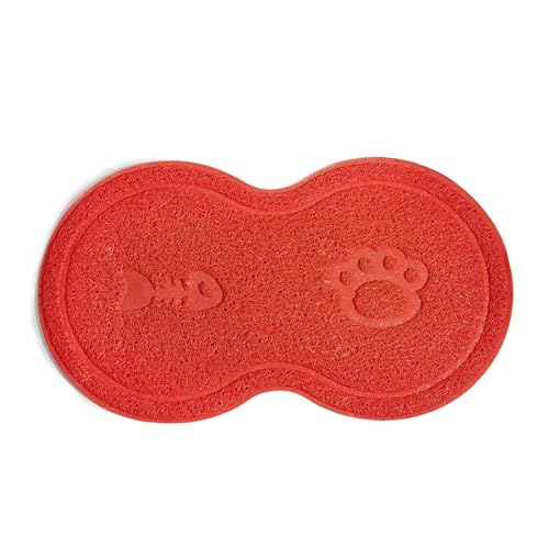 Haustier-Tischset für Hunde und Katzen, verhindert Verschütten von Futter und Wasser, geeignet für kleine bis große Haustiere (rot) von Wuyangcun