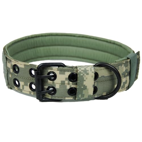 Hundehalsband, Militär, verstellbar, weiches Nylon, Trainingshalsband mit Aufnäher, robuste Metallschnalle, Halsbänder für mittelgroße und große Hunde (Hellgrün, M) von Wuyangcun