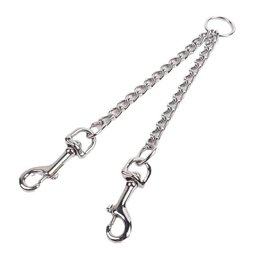 Wuyangcun Doppelte Hundeleinenkupplung, 360° drehbar, Edelstahl, Doppelkette für kleine, mittelgroße und große Hunde (40 cm) von Wuyangcun