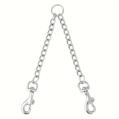 Wuyangcun Doppelte Hundeleinenkupplung, 360° drehbar, Edelstahl, Doppelkette für kleine, mittelgroße und große Hunde (50 cm) von Wuyangcun