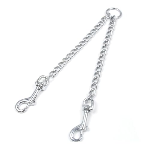 Wuyangcun Doppelte Hundeleinenkupplung, 360° drehbar, Edelstahl, Doppelkette für kleine, mittelgroße und große Hunde (60 cm) von Wuyangcun