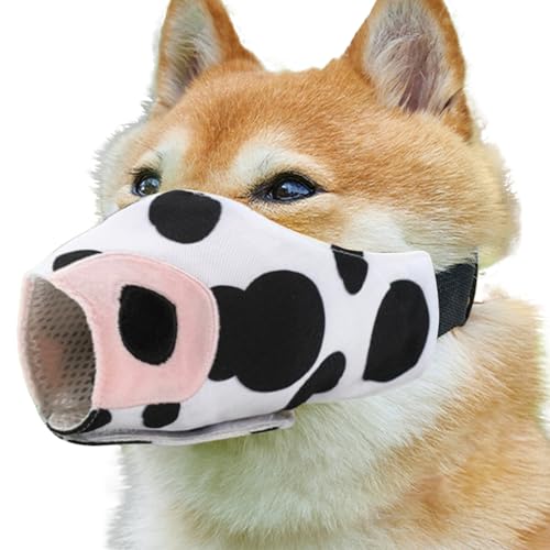Wuyooprt Hunde-Mundschutz, Kuh-Design, kein Bellen, Maulkorb – verstellbare Schlaufe, weiche Haustier-Mundabdeckung verhindert Beißen, Bellen und Wuyooprt Hunde-Mundschutz, Kuh-Design, kein Bellen, Maulkorb – verstellbare Schlaufe, weiche Haustier-Mundabdeckung verhindert Beißen, Bellen und von Wuyooprt