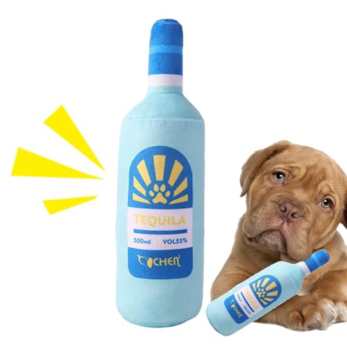 Wuyooprt Plüschspielzeug für aggressive Kauer, quietschendes Hundespielzeug, weiches Quietschspielzeug, interaktives Hundespielzeug, Zahnspielzeug, Plüsch-Weinflasche für kleine, mittelgroße und große von Wuyooprt