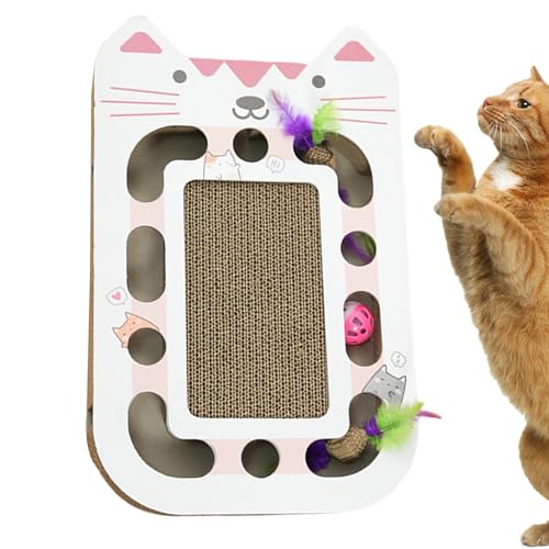 Wuyooprt Wellkatze Kratzer, Katzenkratzer - Multi-Loch-Floor-Katzenkratzer mit Teaser Ball,Wiederverwendbares Haustierzubehör für Heimwohnung Wohnzimmer Balkon Spielzimmer von Wuyooprt