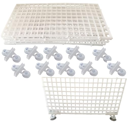 Trennwand für Aquarien, Kunststoffgitter, Eierkiste, Aquarium-Trennwand, Filter-Isolation mit 10 Saugnäpfen, Weiß, 5 Stück von Wvkzuc