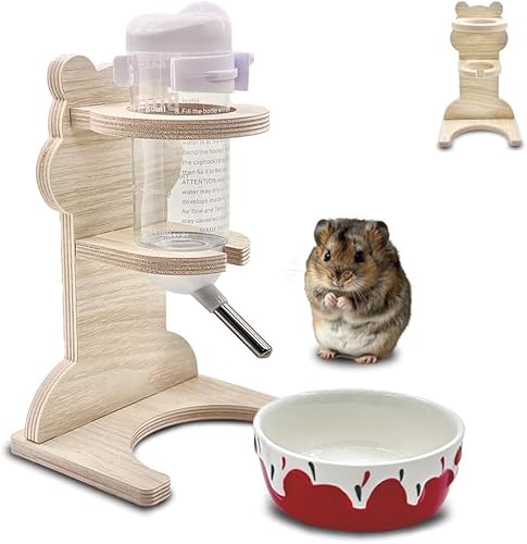 Hamster Trinkflasche Mit Ständer, 125 ml Nagertränke und Futternapf, Zubehör von Wvu & Wvo
