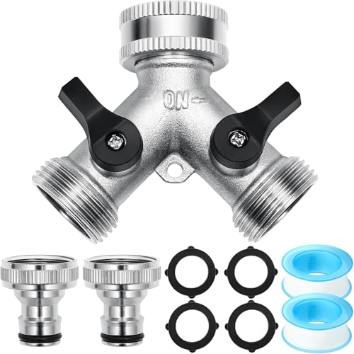 Wvu & Wvo 2 Wege Verteiler Wasser 3/4 Zoll, Wasserhahn verteiler, wasseranschluss verteiler, Y-verteiler zulaufschlauch, für Waschmaschine, Geschirrspüler,Gartenschlauch (Silber) von Wvu & Wvo