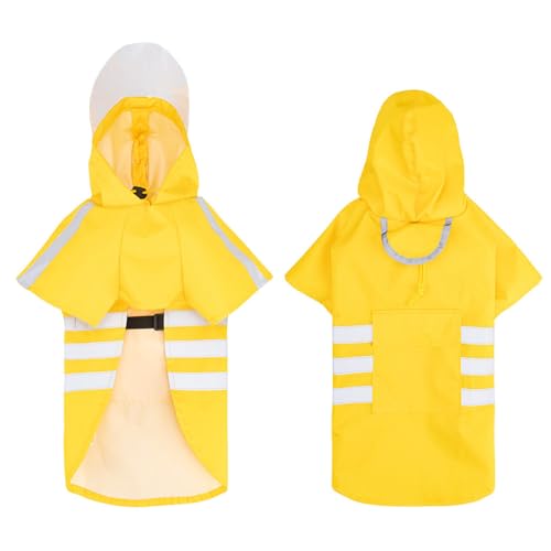 Wasserfestes Hunde Regenmantel Mit Hoher Sichtbarkeit PU Fabric Reflektierstreifen Für Nachtsicherheit Und Regnerischer Tag Schutz Zwei Bein Hunde Regenmantel von Wynrzyj