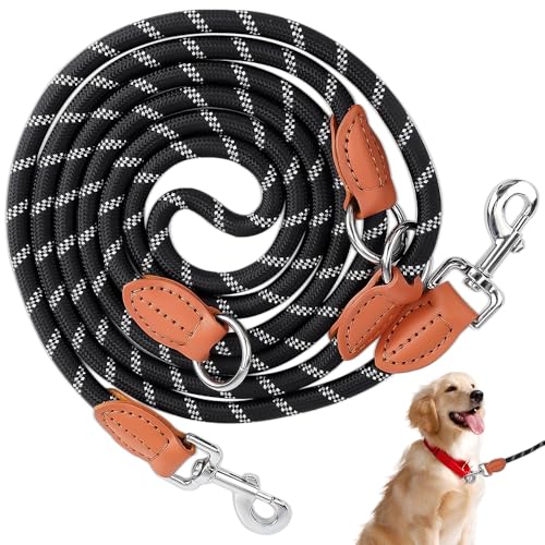 Wzhtuzi Schleppleine, Hundeleine Doppelleine für Hunde, Starke Hunde Trainingsleine mit 2 Karabinerhaken und 3 Ringen, Verstellbare Doppelleine aus Nylon 1.3cm x 300cm- Schwarze Wzhtuzi Schleppleine, Hundeleine Doppelleine für Hunde, Starke Hunde Trainingsleine mit 2 Karabinerhaken und 3 Ringen, Verstellbare Doppelleine aus Nylon 1.3cm x 300cm- Schwarze von Wzhtuzi