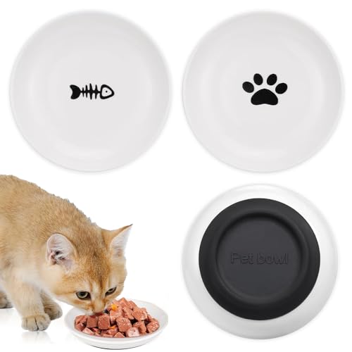 Wzhtuzi Katzennapf Keramik, Flacher Katzenteller, Futternapf Katze mit Rutschfestem Gummiboden Flacher breiter Futter- und Wassernapf für Kätzchen, Fressnapf für Katzen und Kleintiere Wzhtuzi Katzennapf Keramik, Flacher Katzenteller, Futternapf Katze mit Rutschfestem Gummiboden Flacher breiter Futter- und Wassernapf für Kätzchen, Fressnapf für Katzen und Kleintiere von Wzhtuzi