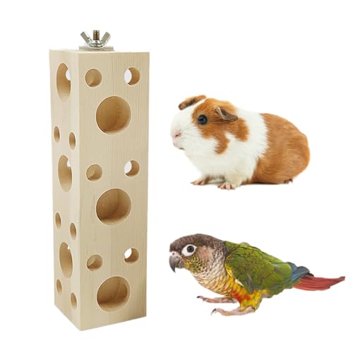 Wzttdm Bird Block Chewing Toy, Small Animals Bird Foraging Toys, Bird Barch Toy, Wooden Parrot Tething Toy, Shredding Biting Wood Bird Cage Accessories, Bird Cage Toys for Hamster Lovebird von Wzttdm