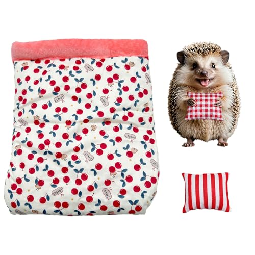 Warmes, gemütliches Igelhausbett mit 2 kleinen Kissen, Wintersack für Hamster, Zuckergleiter, Kuscheltasche für kleine Haustiere, Käfigzubehör von Wzttdm