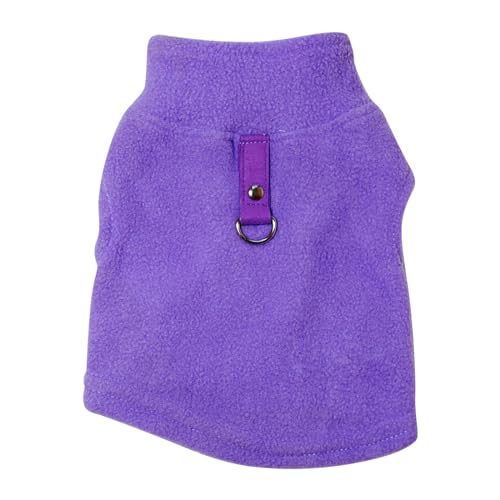 #12 Haustierkleidung für Hunde, Herbst und Winter, Fleece, Traktionsschnalle, warmer Pullover, Welpenbekleidung, Fleece-Weste (Violett, Einheitsgröße) von Wzxhew