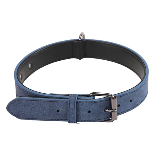 #19 PU Leder Hunde Halsband Verstellbares Weich Gepolstertes Haustier Halsband für kleine, mittelgroße und große Hunde (Blau, XS) von Wzxhew