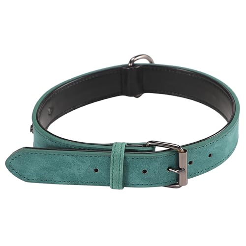 #19 PU-Leder Hundehalsband, verstellbar, weich gepolstert, Haustierhalsband für kleine, mittelgroße und große Hunde (Grün, M) von Wzxhew