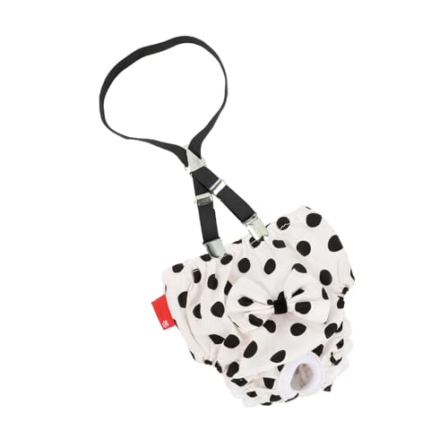 #26 Hund waschbar Hund weiblich mit Hosenträgern Polka Dot Doggy Unterwäsche Sanitär Höschen Wiederverwendbare Hund Wärme Panties Doggies Windeln Bauchbänder Hose mit Schleife-Knoten (Weiß, M) von Wzxhew