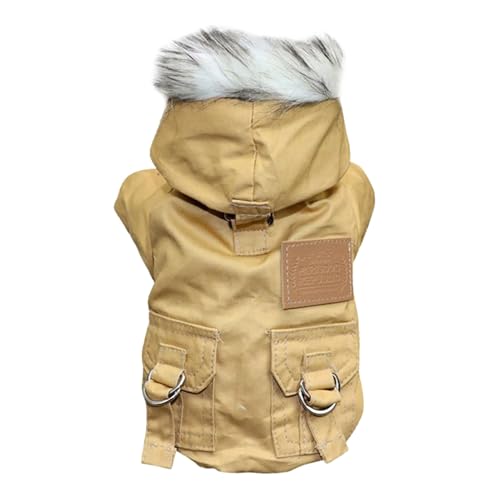 # Haustier Hund Warm Schneeanzug Kleidung Winddicht Fleece Wintermantel Welpen Bekleidung Kaltes Wetter Hundejacke XS 2XL (Khaki, S) von Wzxhew