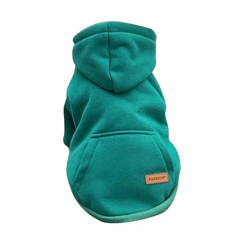 # Herbst Warm Hunde Junge Kleidung Pullover Medium Welpen Mit Tasche Fleece Für Kleine Hunde Mädchen Winter Hoodie Haustier Kleidung (Grün, M) von Wzxhew