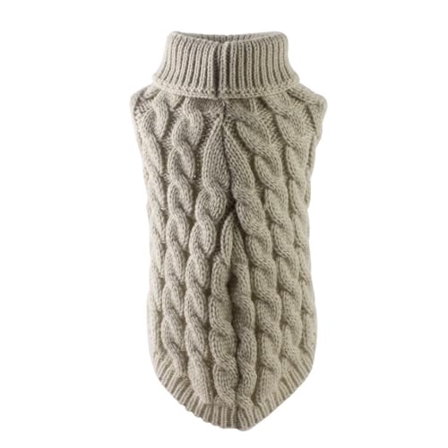 # Kleiner Hundepullover Strickwaren Rollkragen & warme Hundepullover für kleine Hunde Haustier kleine Hunde Katze Chihuahua Herbst Winter Pullover Strickwaren Kleidung Bluse Outfit Haut (Beige, L) von Wzxhew