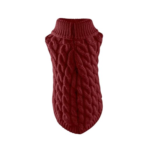 # Kleiner Hundepullover Strickwaren Rollkragen & warme Hundepullover für kleine Hunde Haustier kleine Hunde Katze Chihuahua Herbst Winter Pullover Strickwaren Kleidung Bluse Outfit Haut (Rot, M) von Wzxhew