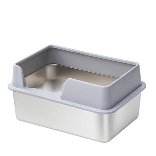 Wzxhew # Katzentoilette aus Edelstahl, 19,7 x 13,8 x 24,9 cm, offene Oberseite, hohe Seite, Metall-Katzentoilette mit Schaufel, Metall-Katzentoilette für mehrere Katzen, große Katzen, Grau, Wzxhew # Katzentoilette aus Edelstahl, 19,7 x 13,8 x 24,9 cm, offene Oberseite, hohe Seite, Metall-Katzentoilette mit Schaufel, Metall-Katzentoilette für mehrere Katzen, große Katzen, Grau, von Wzxhew