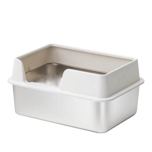 Wzxhew # Katzentoilette aus Edelstahl, 19,7 x 13,8 x 24,9 cm, offene Oberseite, hohe Seite, Metall-Katzentoilette mit Schaufel, Metall-Katzentoilette für mehrere Katzen, große Katzen, Weiß, Wzxhew # Katzentoilette aus Edelstahl, 19,7 x 13,8 x 24,9 cm, offene Oberseite, hohe Seite, Metall-Katzentoilette mit Schaufel, Metall-Katzentoilette für mehrere Katzen, große Katzen, Weiß, von Wzxhew