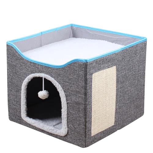 Wzxksoac Katzenbett, Faltbares Katzenhaus mit FluffyBall und Kratzkissen, Katzenwürfelhöhle, Schlafplatz für Große Kätzchen, Bequemer Haustierbedarf Wzxksoac Katzenbett, Faltbares Katzenhaus mit FluffyBall und Kratzkissen, Katzenwürfelhöhle, Schlafplatz für Große Kätzchen, Bequemer Haustierbedarf von Wzxksoac