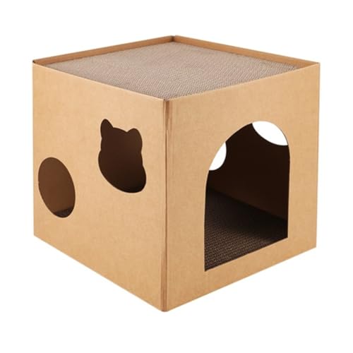 Wzxksoac Katzenhaus Kratzbox Katzen-Papphaus mit Kratzpad für Katzen, Kätzchen zum Katzengeburtstag Wzxksoac Katzenhaus Kratzbox Katzen-Papphaus mit Kratzpad für Katzen, Kätzchen zum Katzengeburtstag von Wzxksoac