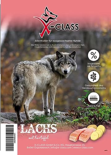 Lachs mit Kartoffel, Premium Trockenfutter für ausgewachsene Hunde 12kg-Monoprotein von X-CLASS