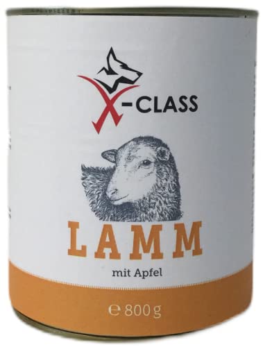 Lamm mit Apfel 800g, Hundefutter- Nassnahrung, ohne jegliche Lockstoffe, sowie künstliche Konservierungs-, Aroma- und Farbstoffe von X-CLASS