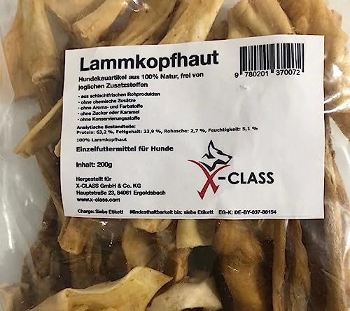 Lammkopfhaut, getrocknet 1kg, Naturkauartikel für Hunde frei von jeglichen Zusatzstoffen und Konservierungsmitteln von X-CLASS