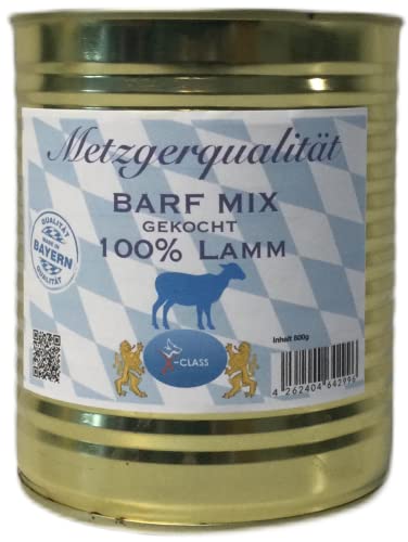 Metzgerqualität Barf Mix Lamm 800g Dose, Monoprotein, Nassfutter für Hunde,Premium Hundenahrung, 800g Dose von X-CLASS