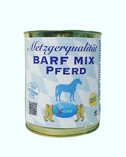 Metzgerqualität Barf Mix Pferd, Premium Dosennahrung-Dosenfleisch ohne Akzeptanzverstärker, Farbstoffe, Konservierungsmittel 800g von X-CLASS