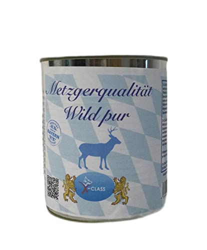Metzgerqualität Wild pur, Monoprotein, Nassfutter für Hunde,Premium Hundenahrung, 800g Dose von X-CLASS