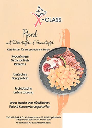 Pferd mit Süßkartoffeln & Granatapfel, getreidefreies Trockenfutter für ausgewachsene Hunde, 12kg Pferd mit Süßkartoffeln & Granatapfel, getreidefreies Trockenfutter für ausgewachsene Hunde, 12kg von X-CLASS