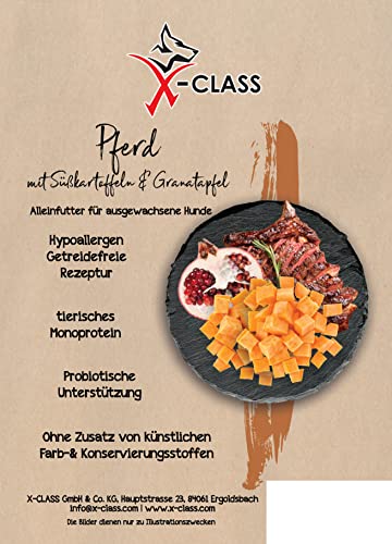 Pferd mit Süßkartoffeln & Granatapfel, getreidefreies Trockenfutter für ausgewachsene Hunde, 2kg,Ohne Zusatz von künstlichen Farb-& Konservierungsstoffen Pferd mit Süßkartoffeln & Granatapfel, getreidefreies Trockenfutter für ausgewachsene Hunde, 2kg,Ohne Zusatz von künstlichen Farb-& Konservierungsstoffen von X-CLASS