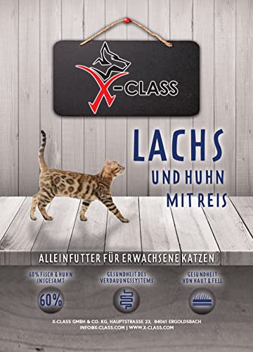 Super Premium Cat - Lachs und Huhn mit Reis, Trockenfutter für ausgewachsene Katzen, 2kg von X-CLASS