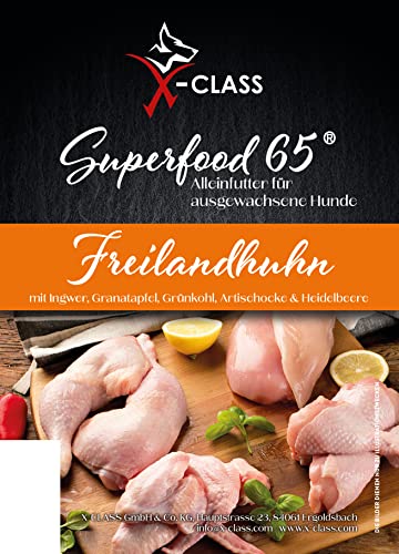 Superfood 65 Freilandhuhn, hochwertiges Trockenfutter für ausgewachsene Hunde, 2kg von X-CLASS