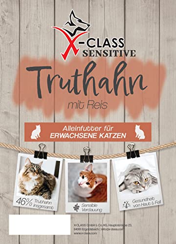 X-CLASS Sensitive Cat Truthahn mit Reis, Trockenfutter für Erwachsene Katzen, Monoprotein, 1,5kg von X-CLASS