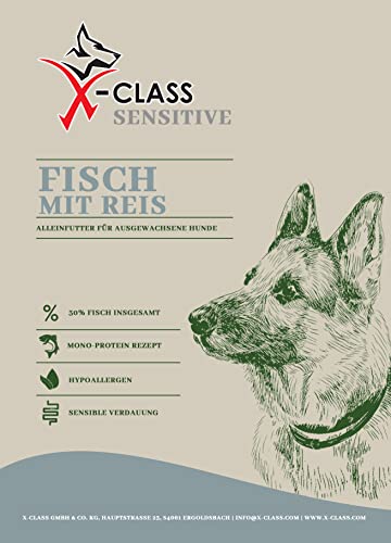 X-CLASS Sensitive Fisch mit Reis, Trockenfutter für ausgewachsene Hunde, 1,5kg von X-CLASS